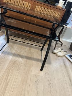 Black glass desk