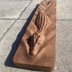 16” Mahogany Carved Swimming Gator