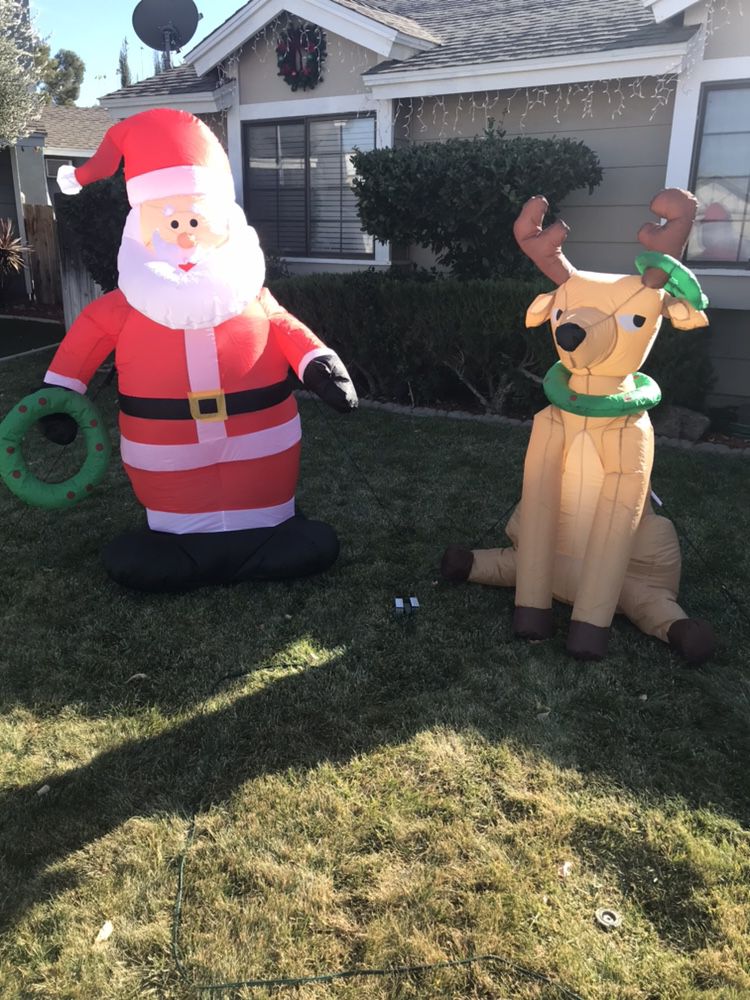 Inflatable Santa And Reindeer 2-pack, Large
