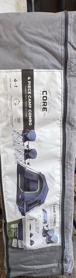 CORE 4 PIECE CAMP COMBO Instant Tent, Table, 2x Chair