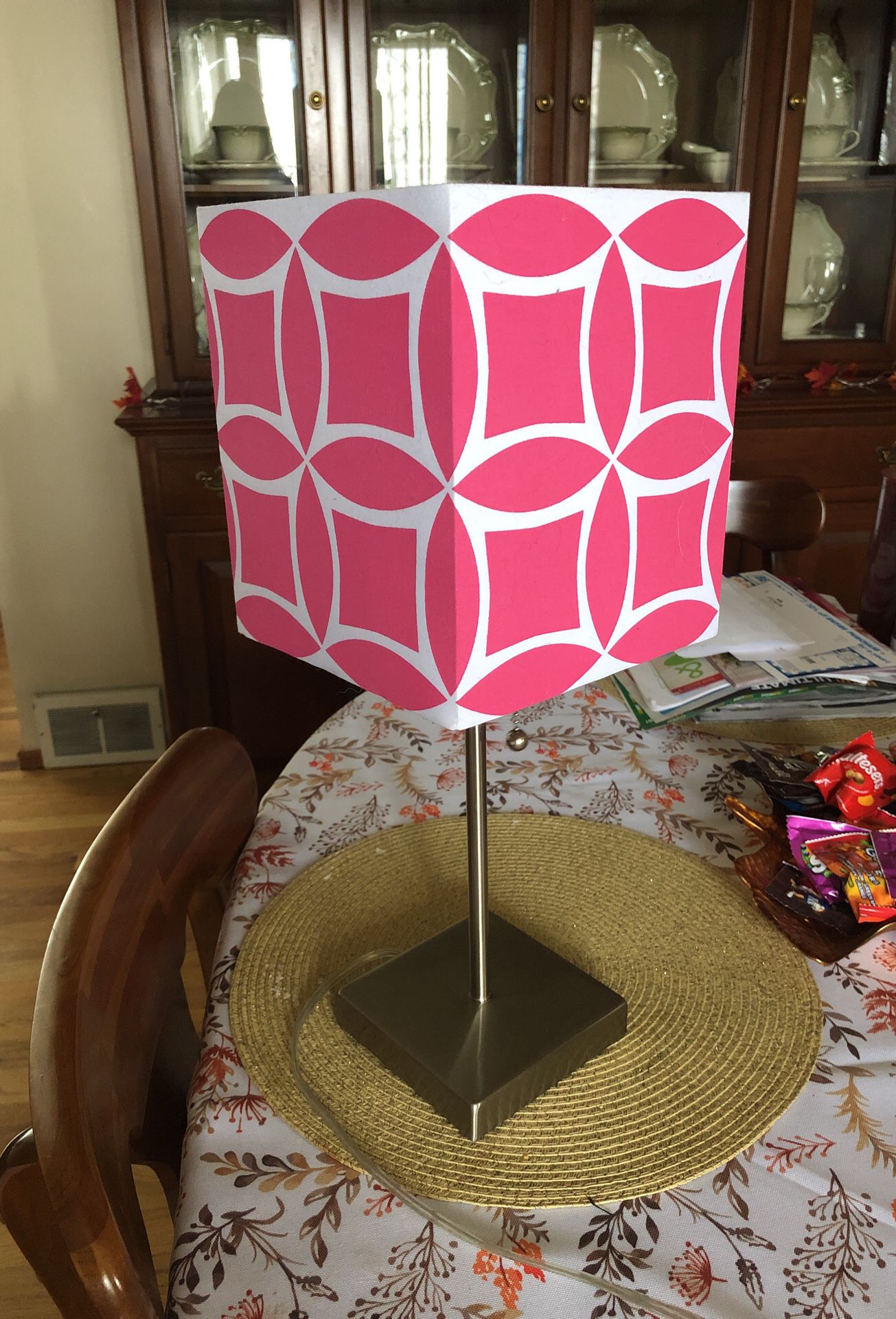 Pink shade lamp