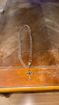 gothic-style cross necklace- stainless steel - 22-24 inches long