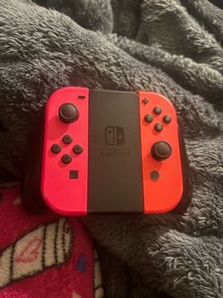 Nintendo Switch Red Neon Joy-Cons + Official Nintendo Joy-Con Grip – Tested & Working