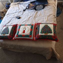 3 New!!!  Embroidery Christmas Pillows!!!