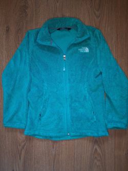 North Face Fleece Jacket Girls Small 7/8 Green Full Zip
