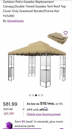 Canopy, Double Tiered Gazebo Tent Roof Top Cover Only Greatwall Border(Frame Not Include)