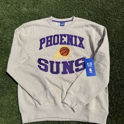 New Men's Large Phoenix Suns NBA Ultra Game Embroidered Crewneck Sweatshirt NWT Heather Gray 