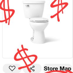 (NEW)$100  KOHLER 2-Piece 1.28 GFP Single Flush Round Toilet in White 