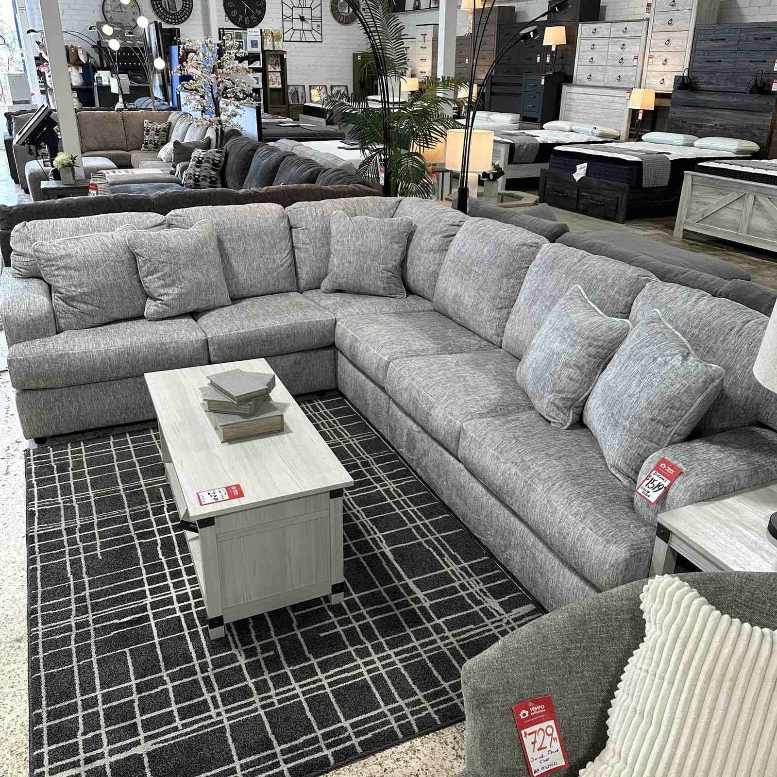 Grey Sectional, Reversible, Living Room Set
