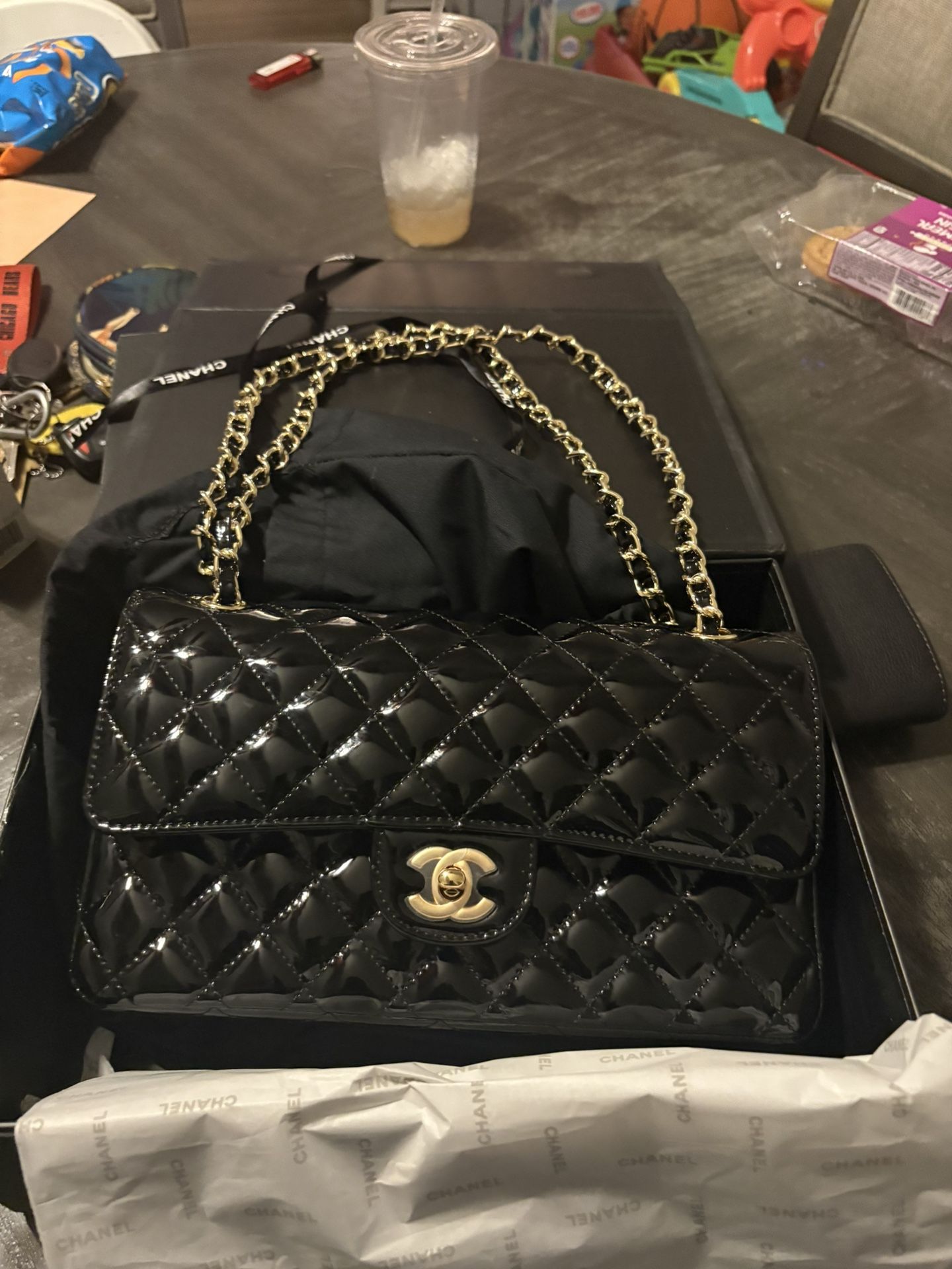 Black and Gold Channel Hand Bag