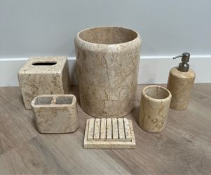6 Piece Champagne Marble Accessory Set