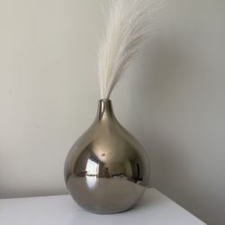 Modern Metallic Vase with Faux Pampas Grass