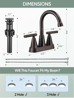 Bathroom Faucets for Sink 3 Hole, 4 Inch with Pop Up Drain and 2 Supply Hoses, oil rubbed asking $39 each