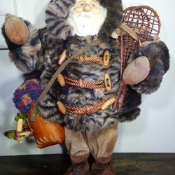 Vintage Rustic Frontier Woodland Hunter Forest Snowshoe Winter Snow Camper Figurine Mountain Man