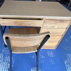 Solid Oak Desk and Chair 