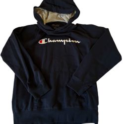 Champion Hoodie Logo Pullover Sweatshirt Sweater Blue Size Youth Large