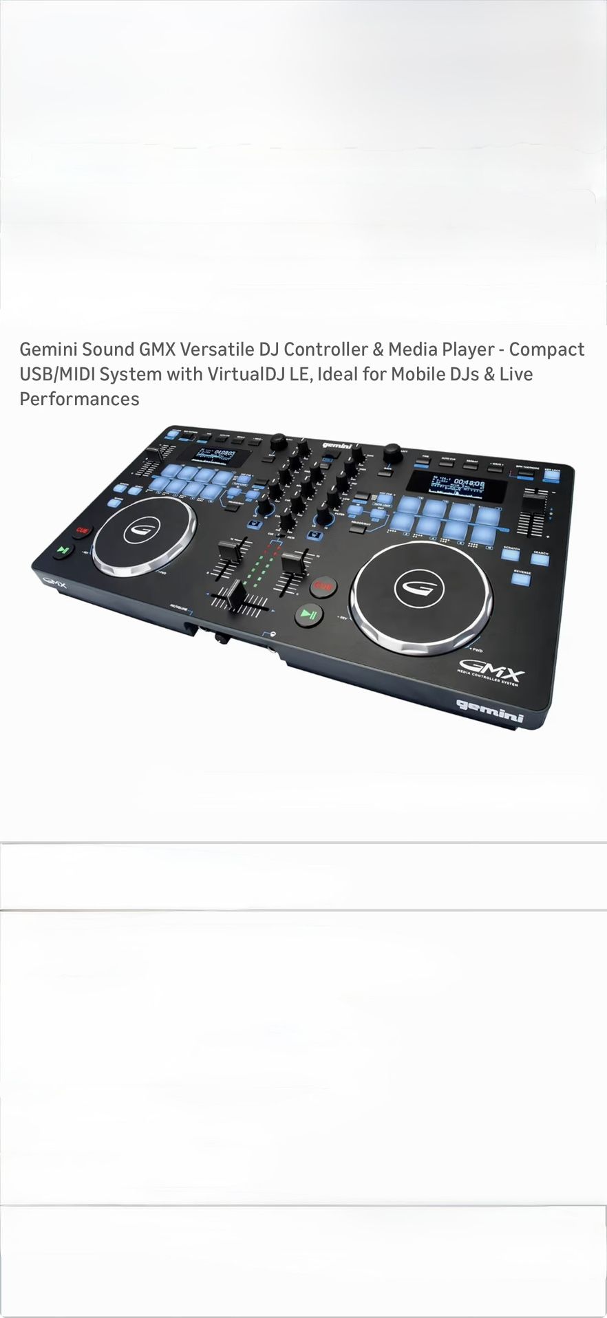 Gemini Sound GMX Versatile DJ Controller & Media Player 