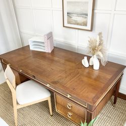 Vintage Stow And Davis Solid Wood Executive Desk