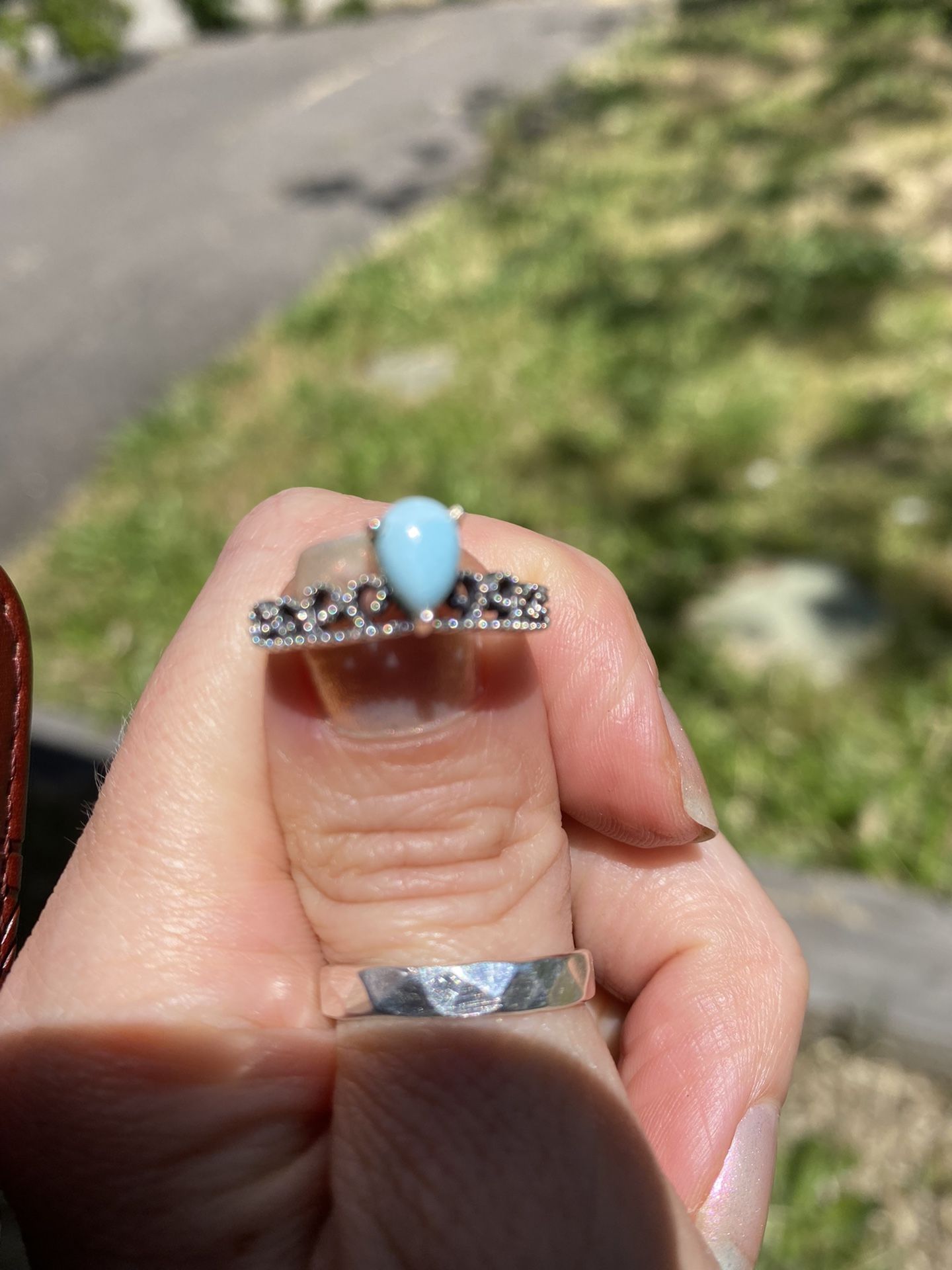 Larimar And Sterling Silver Ring Size 7