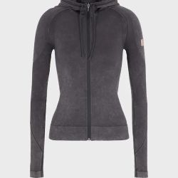 ARMANI EA7 Emporio Womens Small zipper Up Jacket Running Yoga Hood Designer Workout