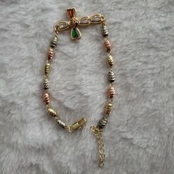 Multi Color Cross Rosary Beaded Bracelet 