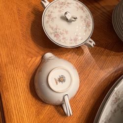 Vintage Noritake Arlene  Coral Porcelain With Platinum Trim