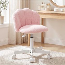 NEW IN BOX Pink Teddy Plush Cushioned Vanity Office Chair