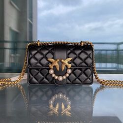  Diamond Pattern Bird Underarm Bag Black 