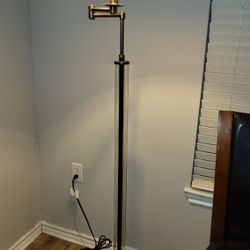 Gorgeous 60" Aged Brass & Glass Cylinder French Floor Lamp Wirh Adjustable Swing Arm by RH