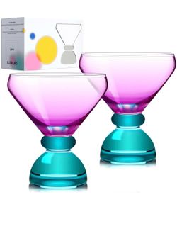 Hand-made Stemless Martini Glasses,