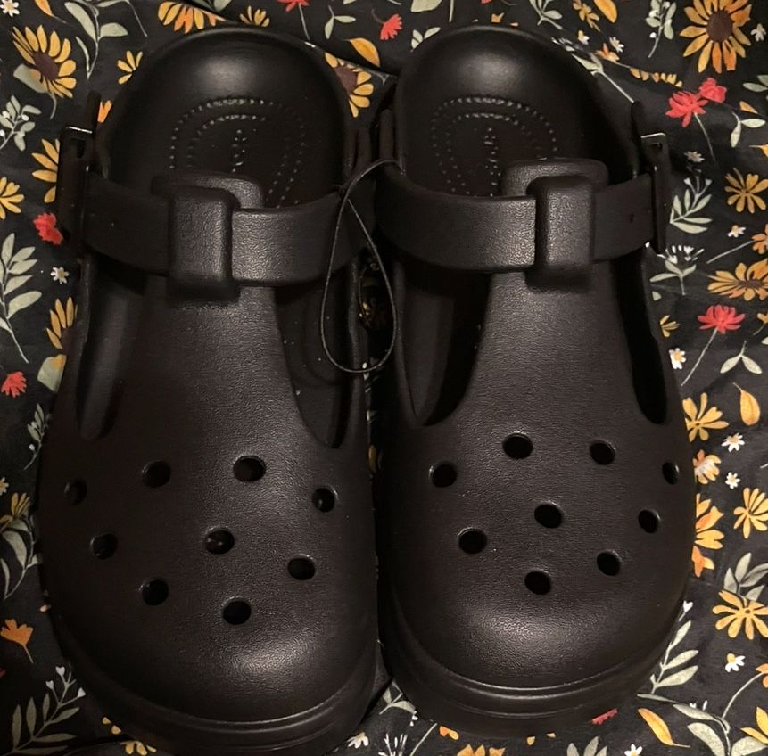 Brand New Black Mary Jane Crocs, Size 9, Never Worn