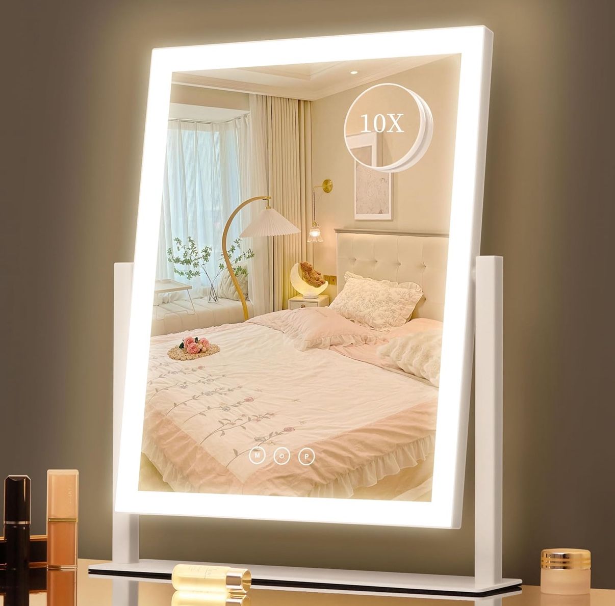 Hollywood Vanity Mirror with Lights, 16.7"x13.2", 3 Color Modes, Smart Touch Control, 360 Rotatable, Perfect for Bedroom Vanity or Dressing Room 60