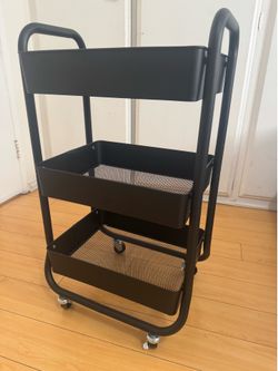 Manicure & Pedicure Rolling Storage Cart – Black Metal Trolley