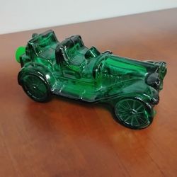 Vintage Rare Green glass Antique Car Empty Decanter