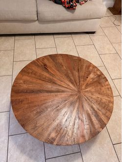 Wood round coffee table