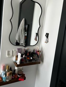 Mirror and floating shelves (3 total available)