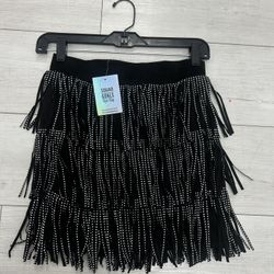 Black Rhinestone Fringe Mini Skirt ✨🖤 Size S / M / L — New With Tags
