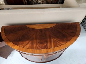  Ethan Allen Townhouse Collection 'Regan' Inlaid Mahogany Demilune Console

