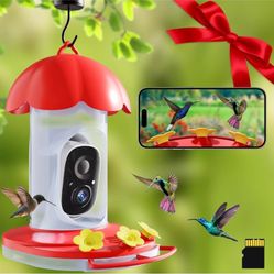 Smart Hummingbird Feeder With Camera, 32G SD Card, Ant Moat, Bee Proof, Bird Fee