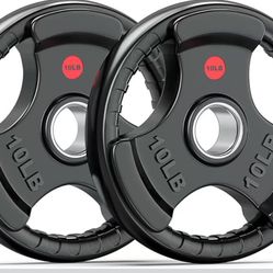 Weight Plates for Barbell, 2-Inch 10lbs Olympic Grip Plate for Strength Training, Weightlifting and Bodybuilding in Home & Gym, Solid Cast Iron Weight