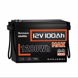 Humsienk LiFePO4 Lithium Battery 12V 100AH BMS 100A 1280Wh For RV/ Vans/ Trolling Motor/Off-