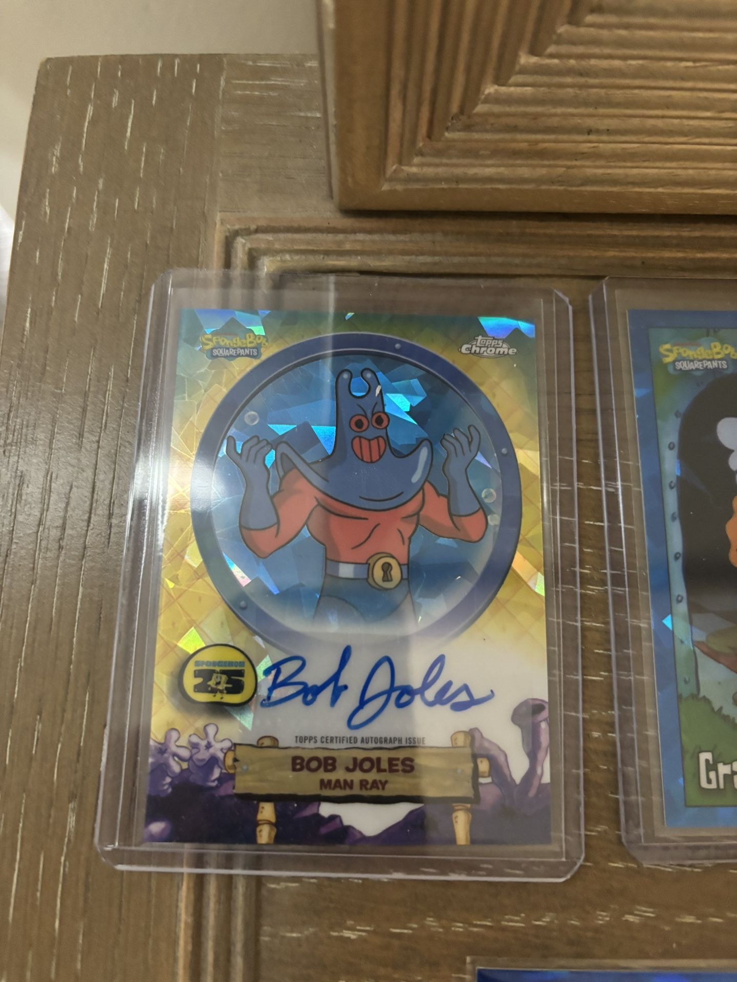 2025 Tops chrome SpongeBob Sapphire and other cards. Man Ray Bob Joles Auto