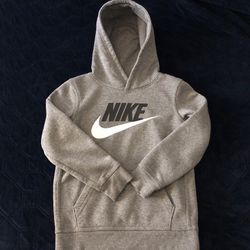 Nike Sportswear Club Fleece Kids Hoodie - Dark Grey Heather/ Black /White Size 7