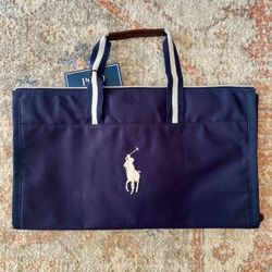 POLO RALPH LAUREN WEEKENDER HOLDALL LUGGAGE TRAVEL 2-IN-1 CONVERTIBLE DUFFLE/GARMENT BAG, NAVY