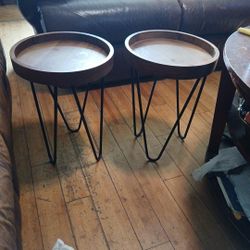 2 Better Homes & Garden 18" Cylinder Wood Bronze Plant Stand 