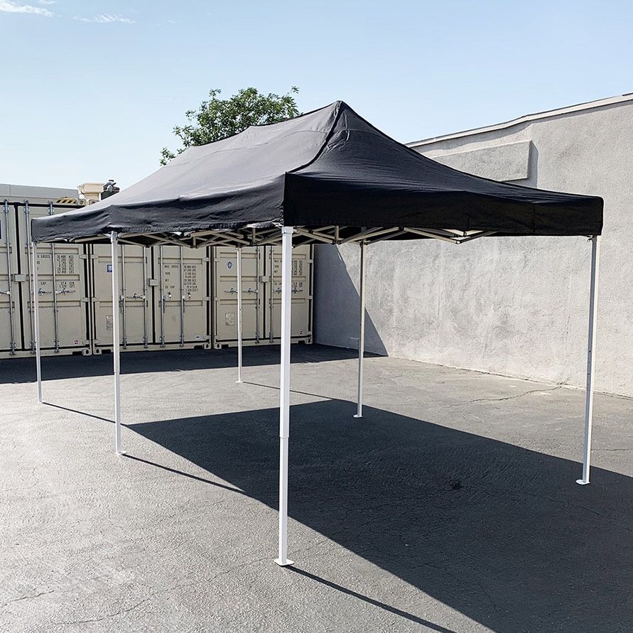 (NEW) $200 Heavy-Duty 10x20 ft Popup Canopy Tent Instant Shade w/ Carry Bag Rope Stake, Black/Red 