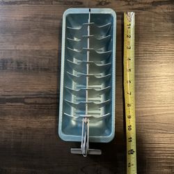 VINTAGE BLUE ALUMINUM ICE CUBE TRAY 