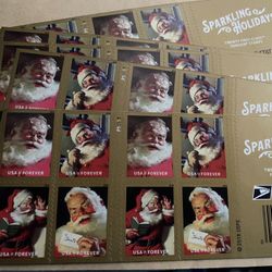 Santa christmas Cards Stamps Holiday Mail