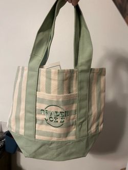 Mini Trader Joe Mint Green Stripe Tote