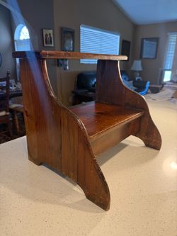 Vintage Wooden Two-Step Stool – Primitive Farmhouse Plant Stand